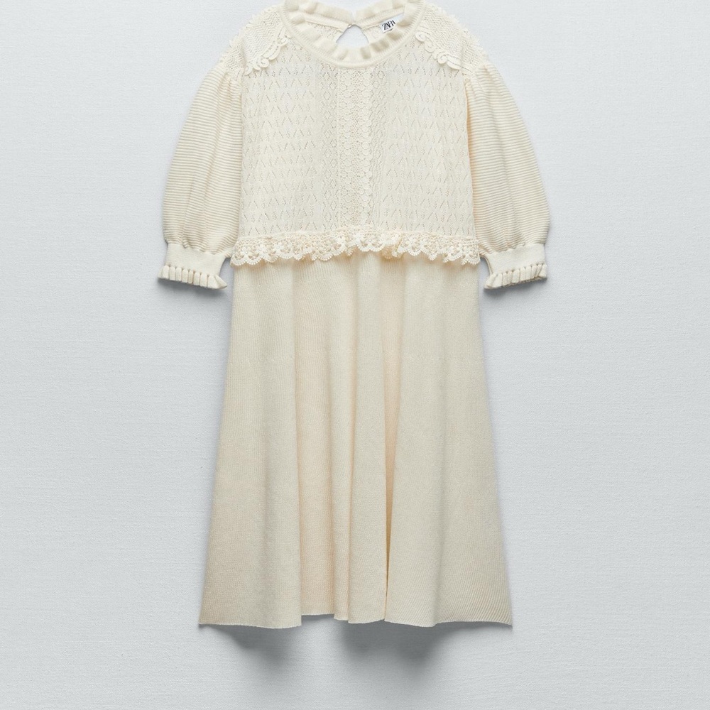 Zara Cream Lace Overlay Dress